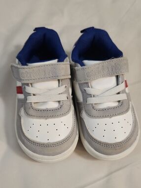 Stride Rite Kids White & Gray Velcro Sneakers 6